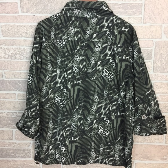 Kenneth Cole Green Animal Print Spring sport Jacket Med - Picture 6 of 6
